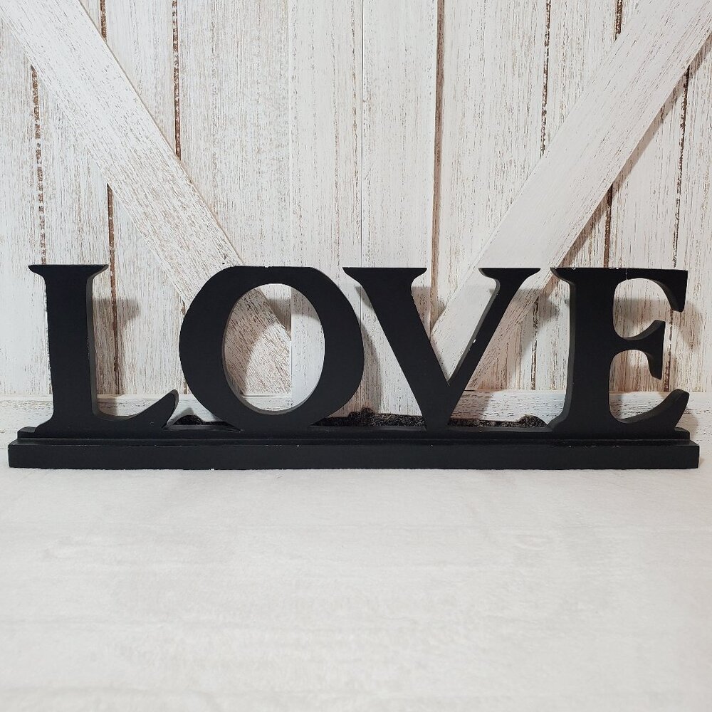 LOVE Wood Sign Freestanding Sign Home Decor Table Shelf Decor Black